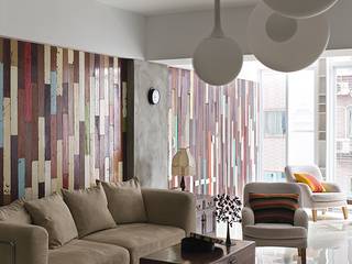 The Wall, 禾光室內裝修設計 ─ Her Guang Design 禾光室內裝修設計 ─ Her Guang Design Living room Solid Wood Multicolored