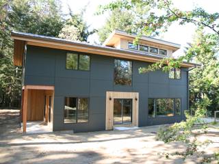 Modern design with panel siding. Linwood Green Homes Modern Houses Concrete Grey