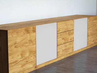 Sideboard aus Eiche, Hölzlein Schreinerei Hölzlein Schreinerei غرفة نوم خشب Wood effect