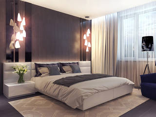 Спальня 1й этаж , Your royal design Your royal design Phòng ngủ phong cách tối giản