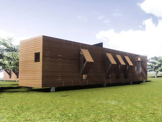 VIVIENDA ABATIBLE SUSTENTABLE, Arquitectura AG Arquitectura AG Rumah Gaya Country Kayu Wood effect