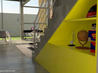 Sala de um Duplex, Brenda Borges Brenda Borges Salas de estilo industrial