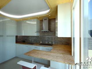 Attico 128_A - Progetto appartamento in vendita a Campione d'Italia sul Lago di Lugano (Svizzera), Baldantoni Group Baldantoni Group ห้องครัว