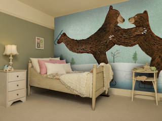 'Coworking' Bear Wallpaper homify Nursery/kid’s room wall,wall sticker,wallpaper,wall art