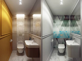 CRAZY >:-), KAPRANDESIGN KAPRANDESIGN Ванная комната в эклектичном стиле Мрамор Желтый