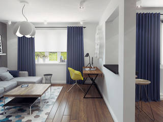 Small studio for young man in Krasnogorsk city, Ksenia Konovalova Design Ksenia Konovalova Design Moderne woonkamers