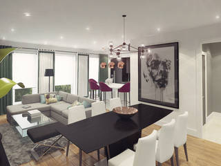 Apartment in Otrada estate, Ksenia Konovalova Design Ksenia Konovalova Design 现代客厅設計點子、靈感 & 圖片 Grey
