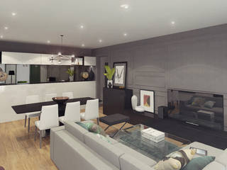 Apartment in Otrada estate, Ksenia Konovalova Design Ksenia Konovalova Design Salas de estar modernas Cinzento