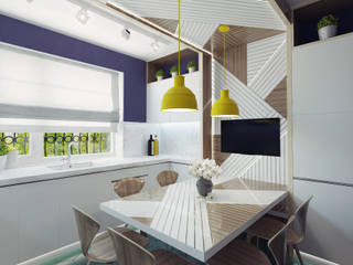 Small kitchen interior design, Ksenia Konovalova Design Ksenia Konovalova Design Nhà bếp phong cách hiện đại Gỗ White