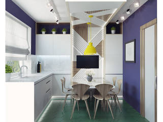 Small kitchen interior design, Ksenia Konovalova Design Ksenia Konovalova Design Cucina moderna Legno Bianco