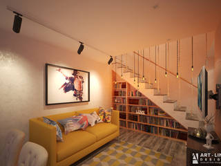 Двухуровневая квартира в современном стиле, Арт-лайн дизайн Арт-лайн дизайн 經典風格的走廊，走廊和樓梯