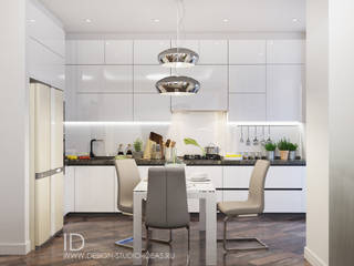 Красота белого в гостиной и кухне, Студия дизайна ROMANIUK DESIGN Студия дизайна ROMANIUK DESIGN Dapur Minimalis