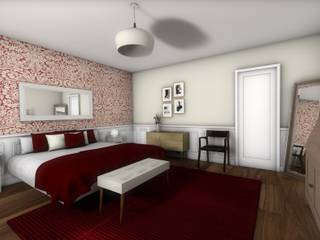 Maison d'hôtes dans la Manche, Dem Design Dem Design Klassische Schlafzimmer Rot