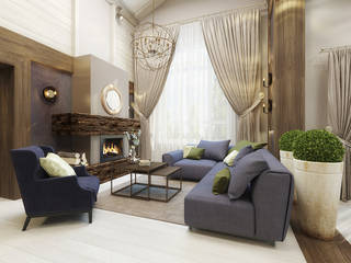 Современное шале, decoroom decoroom Rustic style living room Wood Wood effect