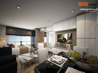 งานออกแบบคอนโด D-condo ของคุณณัฐพงษ์ โมเดิร์นเรียบ สีเข้ม จุของได้เยอะๆ, SDD Design SDD Design Внутренний сад