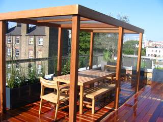 Roof Terrace Garden in Nottinghill, London, GreenlinesDesign Ltd GreenlinesDesign Ltd Balkon, Beranda & Teras Modern