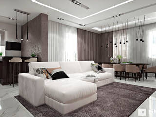 Дизайн дома в Пестово, GM-interior GM-interior Phòng khách phong cách tối giản