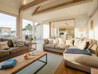 Treasure House, Polzeath | Cornwall, Perfect Stays Perfect Stays Living room Living room,beams,wooden,rustic,corner sofa,holiday home,beach house
