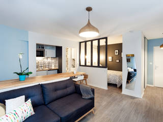 Un Appartement de 30m² Rénouvé avec un Style Scandinave, MadaM Architecture MadaM Architecture Scandinavian style living room