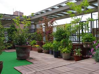 K 邸屋上庭園改修, ミドリカフェ ミドリカフェ Eclectic style balcony, veranda & terrace