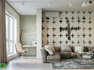 TK apartment, Polygon arch&des Polygon arch&des Рабочий кабинет в стиле модерн Серый