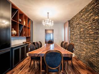 COLINAS DEL VALLE, Estudio Tanguma Estudio Tanguma Eclectic style dining room Wood Wood effect