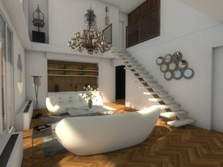 Décoration d’un appartement dans le XVIème arrondissement de Paris, Dem Design Dem Design Salon moderne Blanc