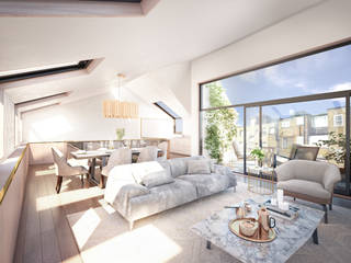 Kensington Rooftop Pavilion, London, ÜberRaum Architects ÜberRaum Architects Modern living room