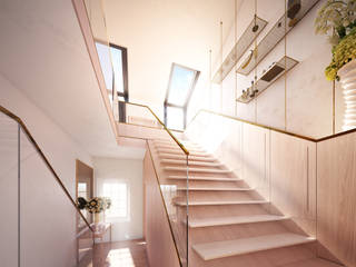 Kensington Rooftop Pavilion, London, ÜberRaum Architects ÜberRaum Architects Modern corridor, hallway & stairs