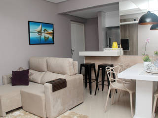 Apartamento Compacto Jovem Casal, Paula Ferro Arquitetura Paula Ferro Arquitetura Dining room لکڑی پلاسٹک جامع