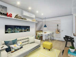 Estudo para apartamento na Barra da Tijuca, JS Interiores JS Interiores 모던스타일 거실
