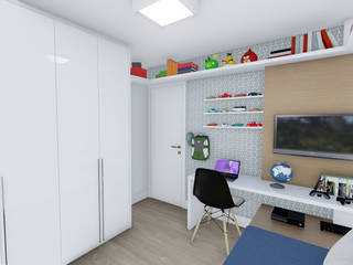 Estudo para quarto de menino em Niterói, JS Interiores JS Interiores غرفة الاطفال