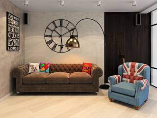 1к.кв. в ЖК Ямайка (67 м.кв.), ДизайнМастер ДизайнМастер Industrial style living room Grey