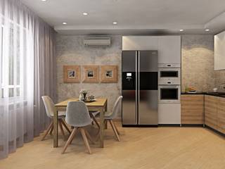 1к.кв. в ЖК Ямайка (67 м.кв.), ДизайнМастер ДизайнМастер Industrial style kitchen Beige