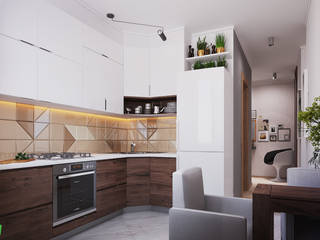 Raia apartment, Polygon arch&des Polygon arch&des Skandinavische Küchen Weiß