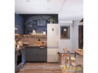 Interior design, sq. Dzerzhinskogo , Студия дизайна интерьера Dking Студия дизайна интерьера Dking Industrial style kitchen