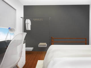 Quarto com Mezanino, Andressa Cobucci Estúdio Andressa Cobucci Estúdio Modern style bedroom Wood Wood effect