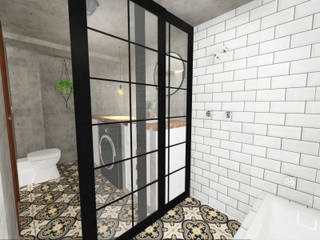 Banheiro Industrial Retrô, Andressa Cobucci Estúdio Andressa Cobucci Estúdio Industrial style bathroom Tiles