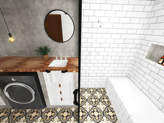 Banheiro Industrial Retrô, Andressa Cobucci Estúdio Andressa Cobucci Estúdio Industrial style bathroom Tiles