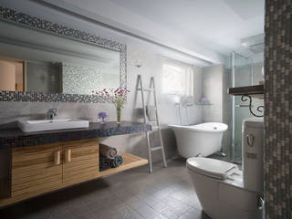 內斂優雅文人宅邸, 磨設計 磨設計 Classic style bathroom Tiles