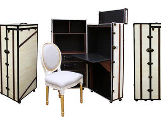 DESK BOOKCASE OFFICE STEAMER TRUNK, AM Florence AM Florence Klasyczne domowe biuro i gabinet