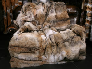 Rustikale Kojotenfell Pelzdecke, Lars Paustian - International Fur Lars Paustian - International Fur Ruang Keluarga Gaya Rustic Bulu White