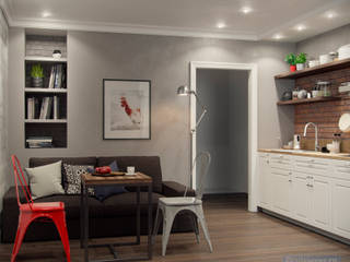 Дизайн-проект для квартиры-студии 30 кв. м в современном стиле, Студия интерьера Дениса Серова Студия интерьера Дениса Серова Living room
