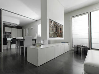 Interni di Design: Loft moderno arredato su misura con mobili realizzati dalla Falegnameria Semprelegno, Semprelegno Semprelegno Minimalist living room