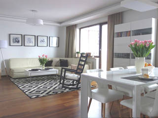 Metamorfoza salonu-styl skandynawski, RED design RED design Living room