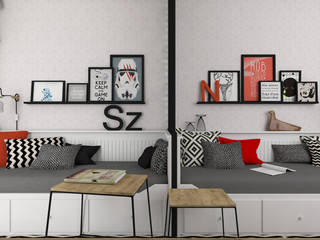 POKÓJ RODZEŃSTWA NATALII I SZYMONA/ Tarnowskie Góry Strzybnica, TIUK Studio TIUK Studio Modern nursery/kids room