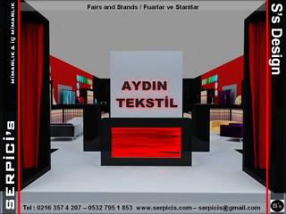 AYDIN TEKSTİL - FUAR PROJE TASARIM ve UYGULAMALARI - SERPİCİ's MİMARLIK ve İÇ MİMARLIK - S's Desıgn, SERPİCİ's Mimarlık ve İç Mimarlık Architecture and INTERIOR DESIGN SERPİCİ's Mimarlık ve İç Mimarlık Architecture and INTERIOR DESIGN Spazi commerciali Legno Effetto legno