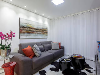 Salas de Estar, JANAINA NAVES - Design & Arquitetura JANAINA NAVES - Design & Arquitetura Eclectic style living room Wood-Plastic Composite Grey