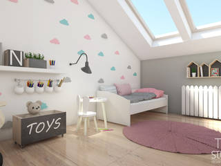 POKÓJ MAŁEJ NATALII/ Piekary Śląskie - Józefka, TIUK Studio TIUK Studio Habitaciones para niños de estilo escandinavo