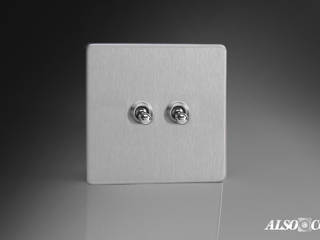Double Interrupteur Design Va et Vient à Levier "Toggle Switch" (goutte d'eau) Acier Brossé, ALSO & CO ALSO & CO Minimalist house Aluminium/Zinc